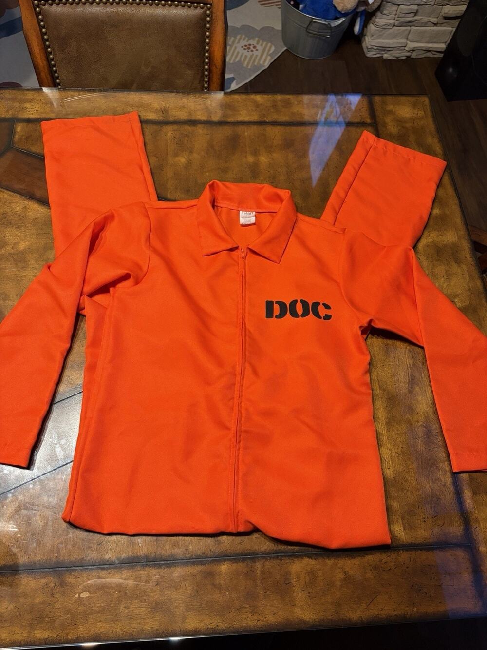 Spirit Halloween Orange Prisoner Jumpsuit Costume DOC Dept of Corrections S/XS
